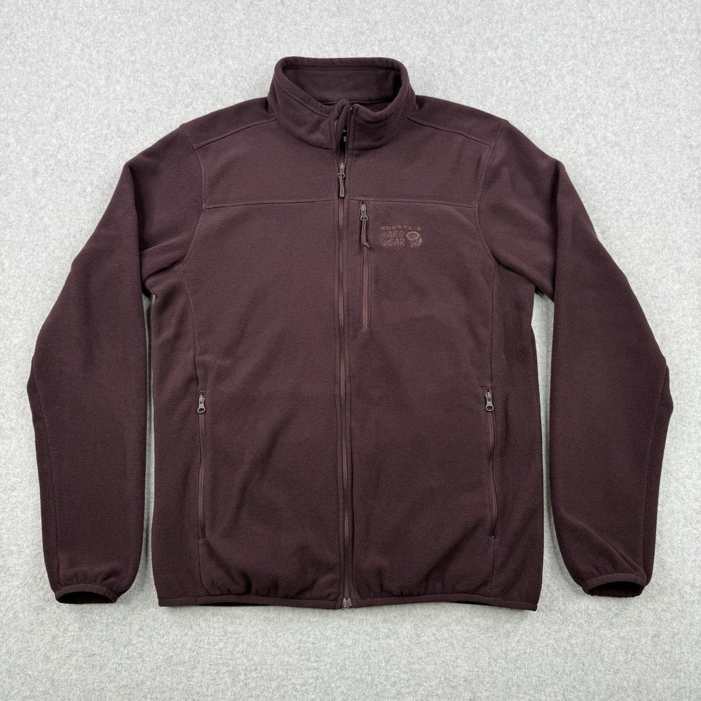 Mountain‎ Hardwear Jacket Mens Small Maroon Full Zip Fleece Mock Neck Outdoor